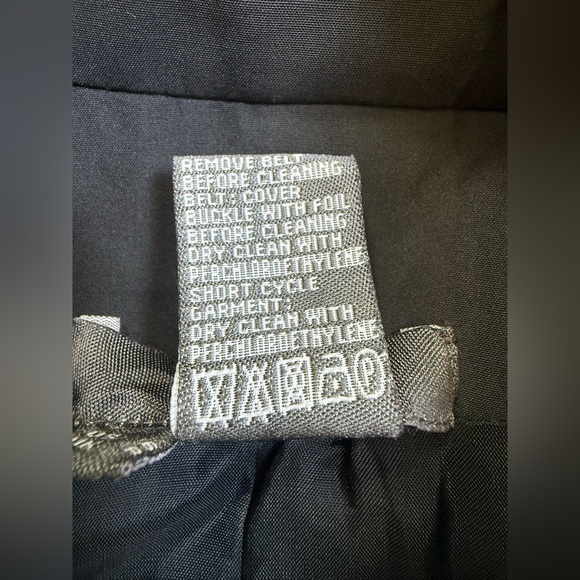 Per Se Black Ruffle Hem Trench Coat Dress Belted Double Breasted Size 6 - Picture 8 of 11